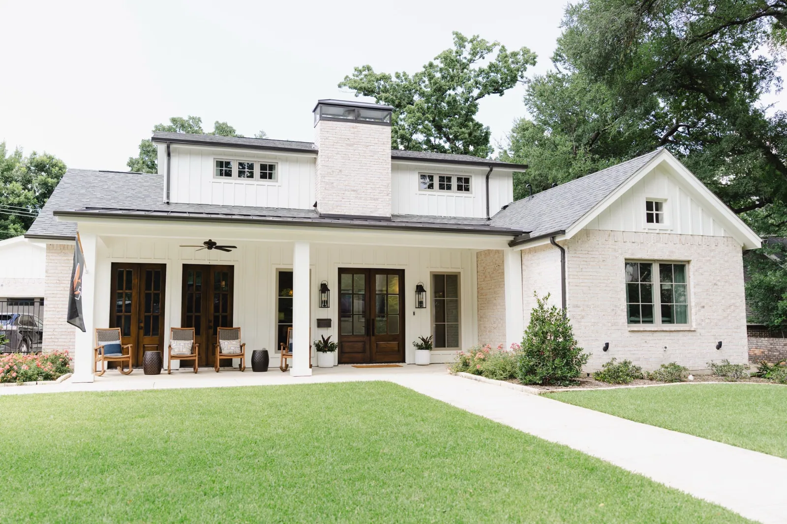 Modern farmhouse with brick accents